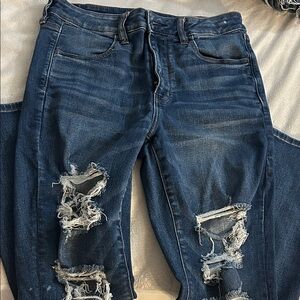 American Eagle Outfitters Ripped Dark Blue Skinny Jeans